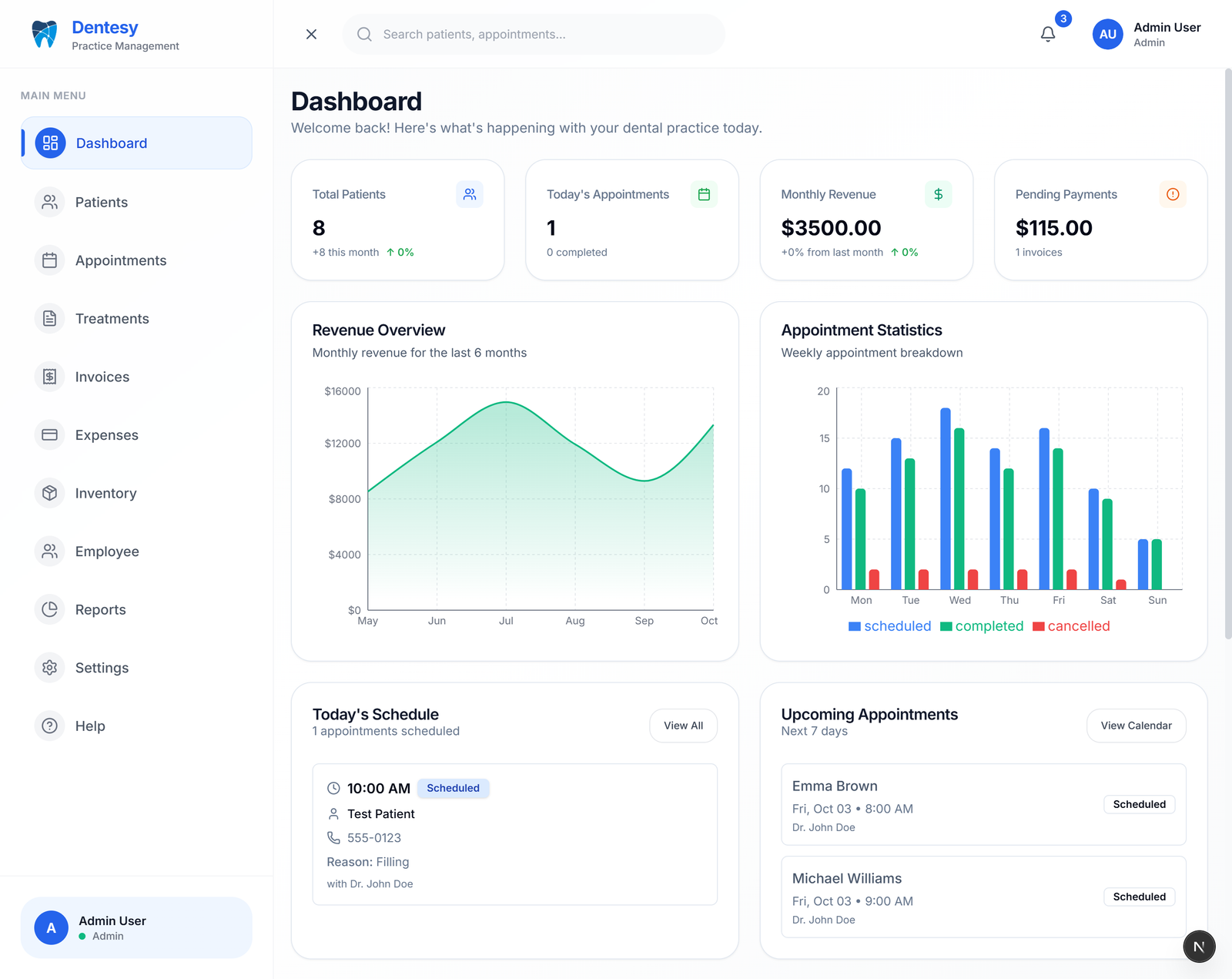 Dentesy Dashboard Interface